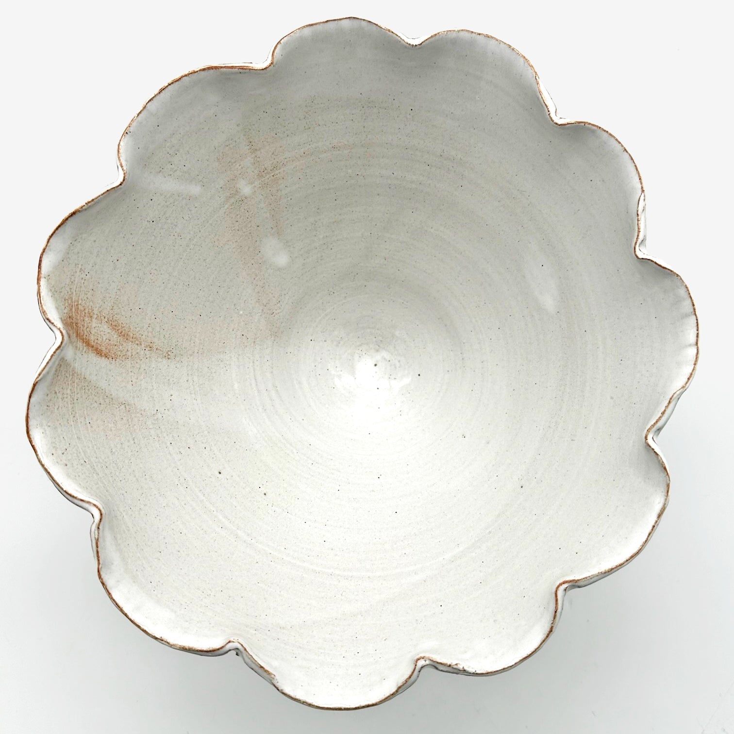 Bol de service en céramique à bord fleuri blanc