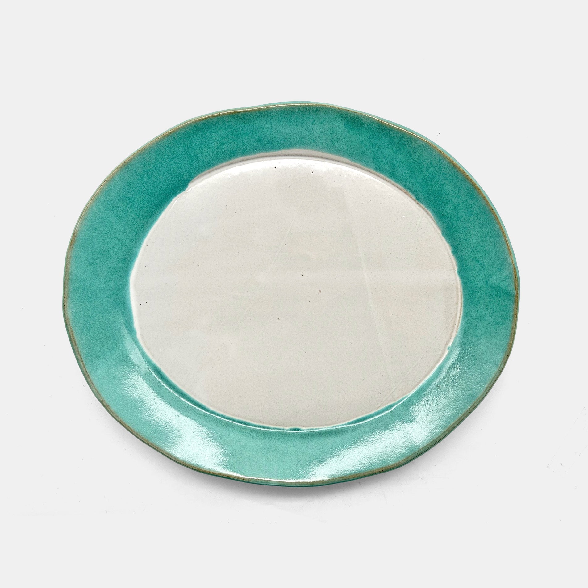 Plat de service arrondi bleu sarcelle