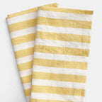 Serviette en lin à grandes rayures jaunes