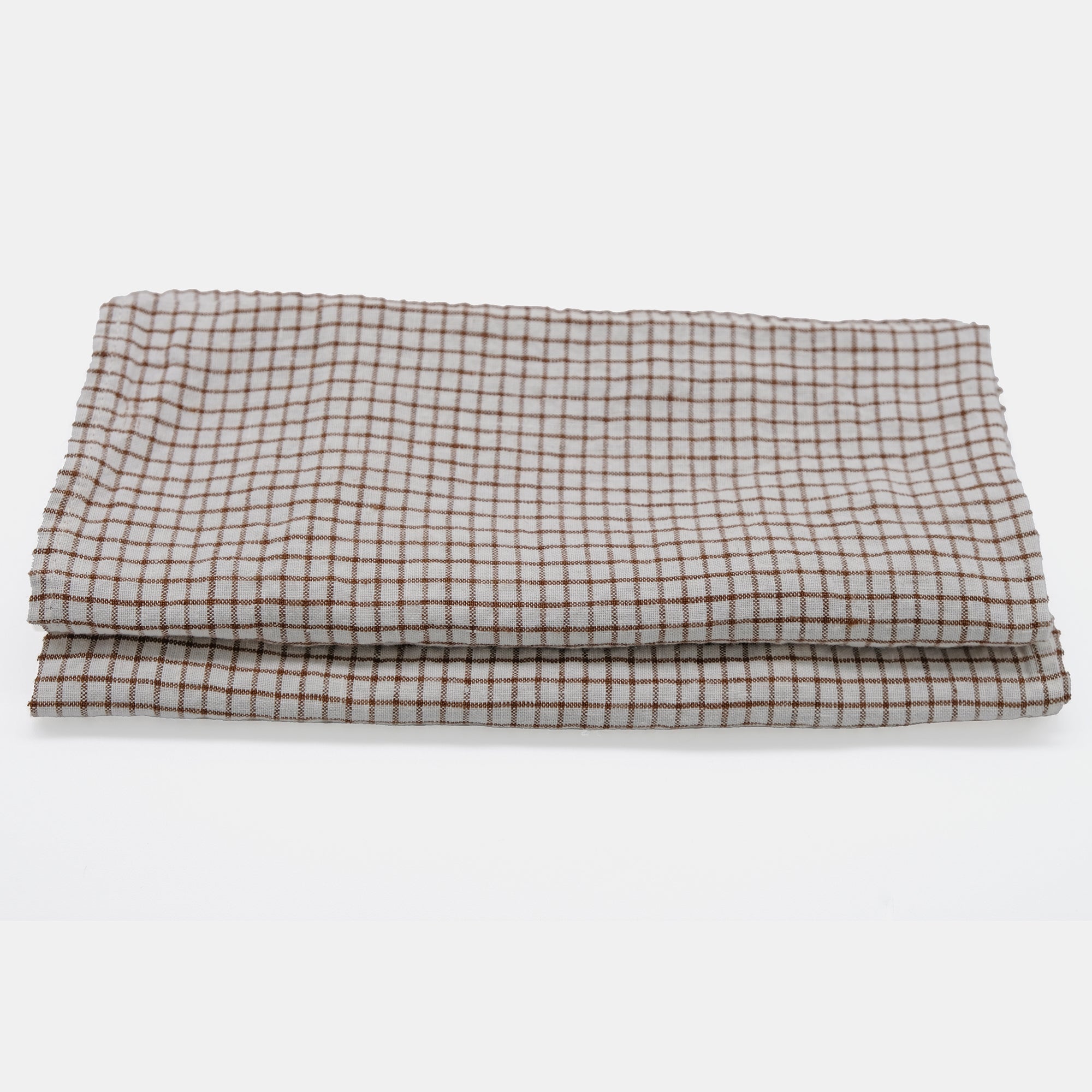 Serviette en lin à carreaux marron