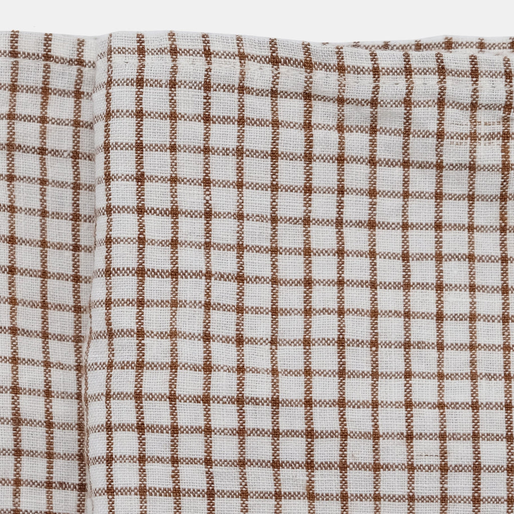 Serviette en lin à carreaux marron