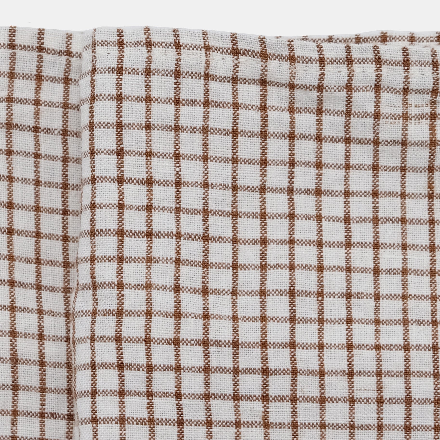 Serviette en lin à carreaux marron