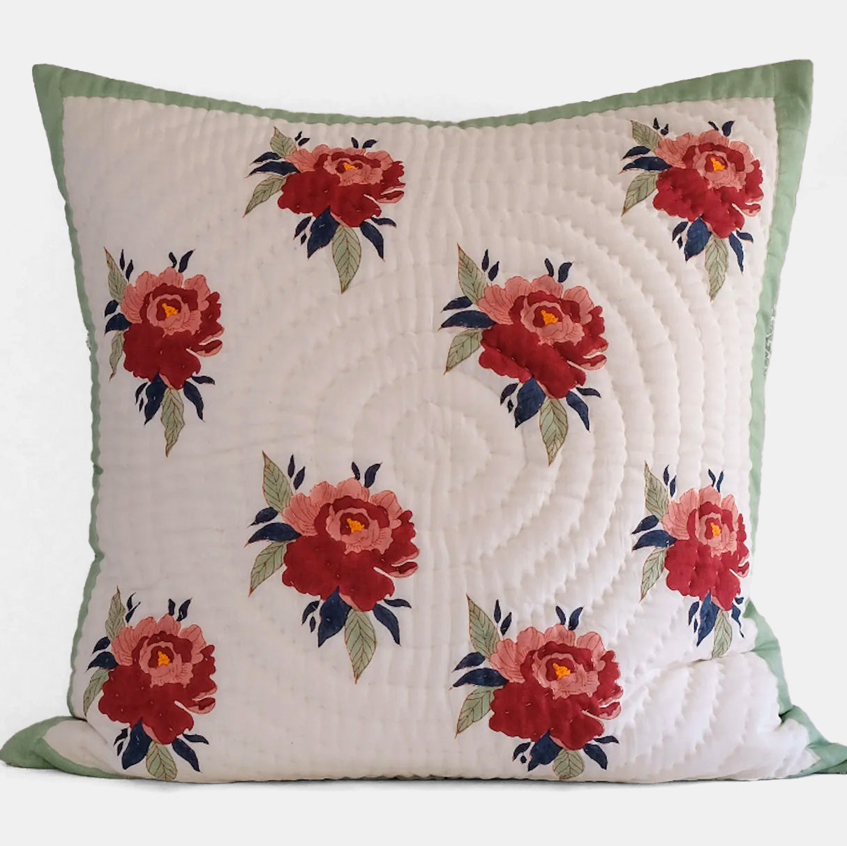 Housse de coussin matelassée rouge Babita