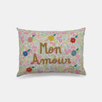 Coussin lombaire brodé Mon Amour Lime