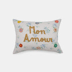 Coussin lombaire brodé blanc Mon Amour