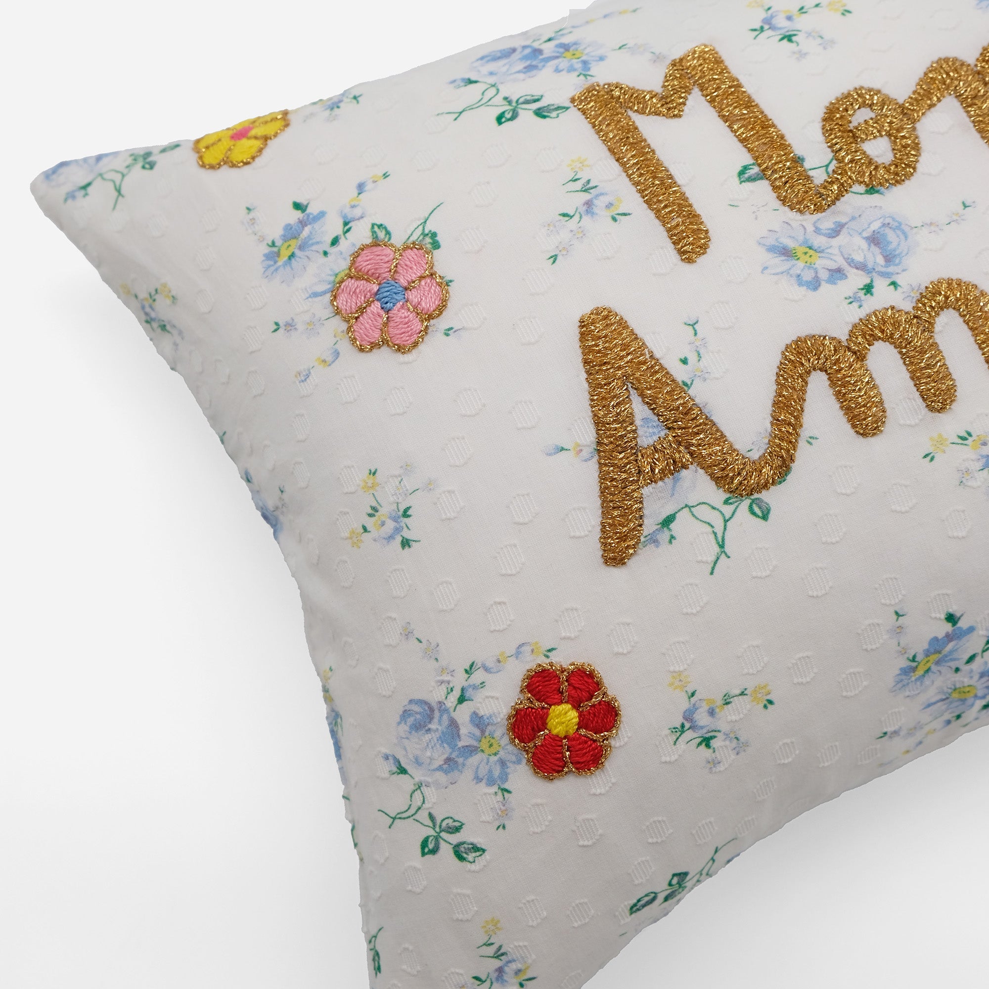 Coussin lombaire brodé blanc Mon Amour