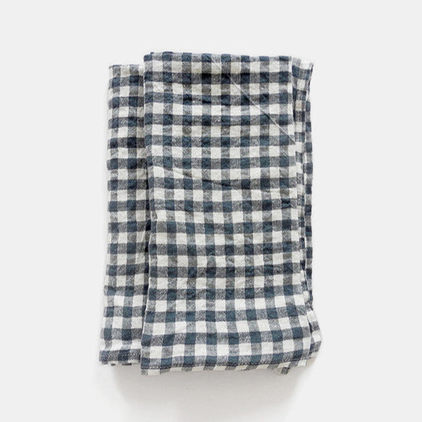 Serviette en lin à carreaux vichy anthracite