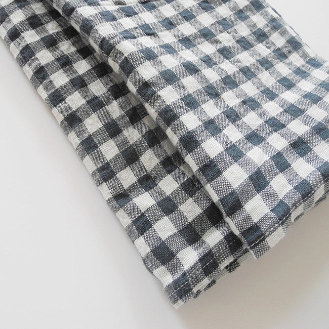 Serviette en lin à carreaux vichy anthracite
