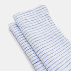 Serviette en lin à rayures bleu atlantique