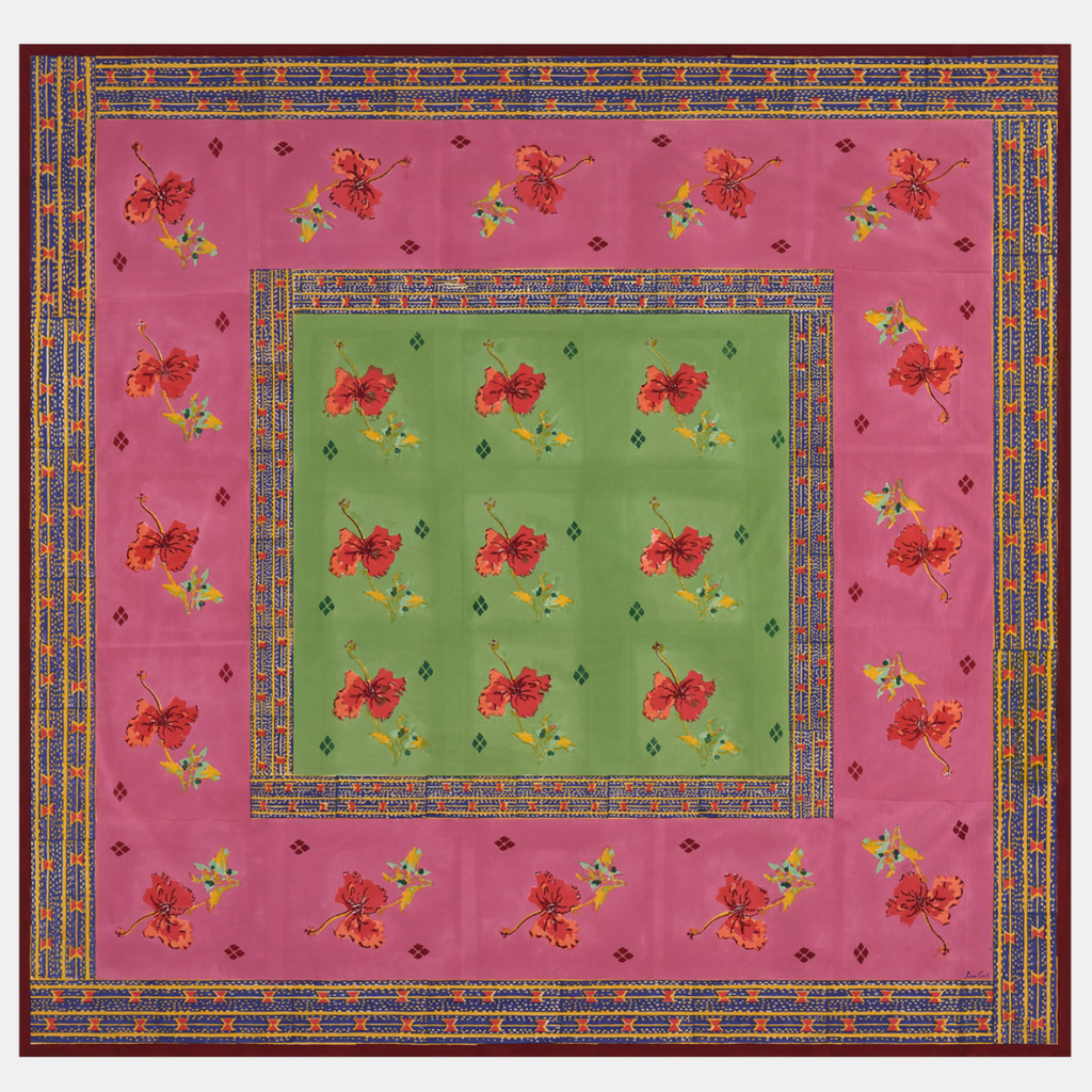 Nappe en coton Ibisco vert rose