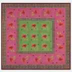 Nappe en coton Ibisco vert rose
