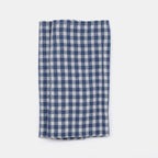 Serviette en lin à petits carreaux bleus