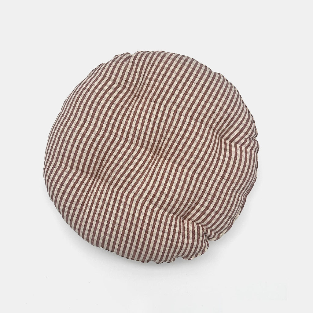 Coussin de siège rond à carreaux vichy marron