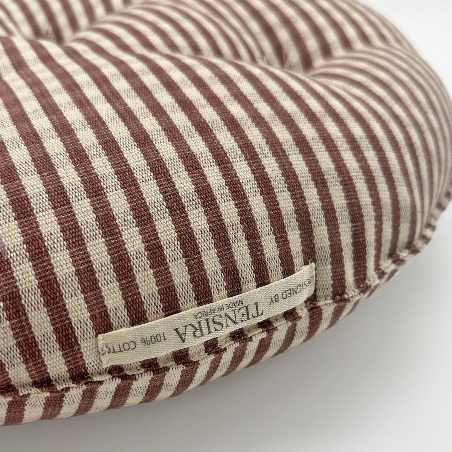 Coussin de siège rond à carreaux vichy marron