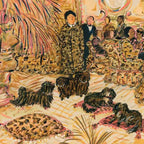 Une dame et ses chiens Imprimer