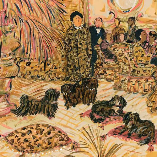Une dame et ses chiens Imprimer