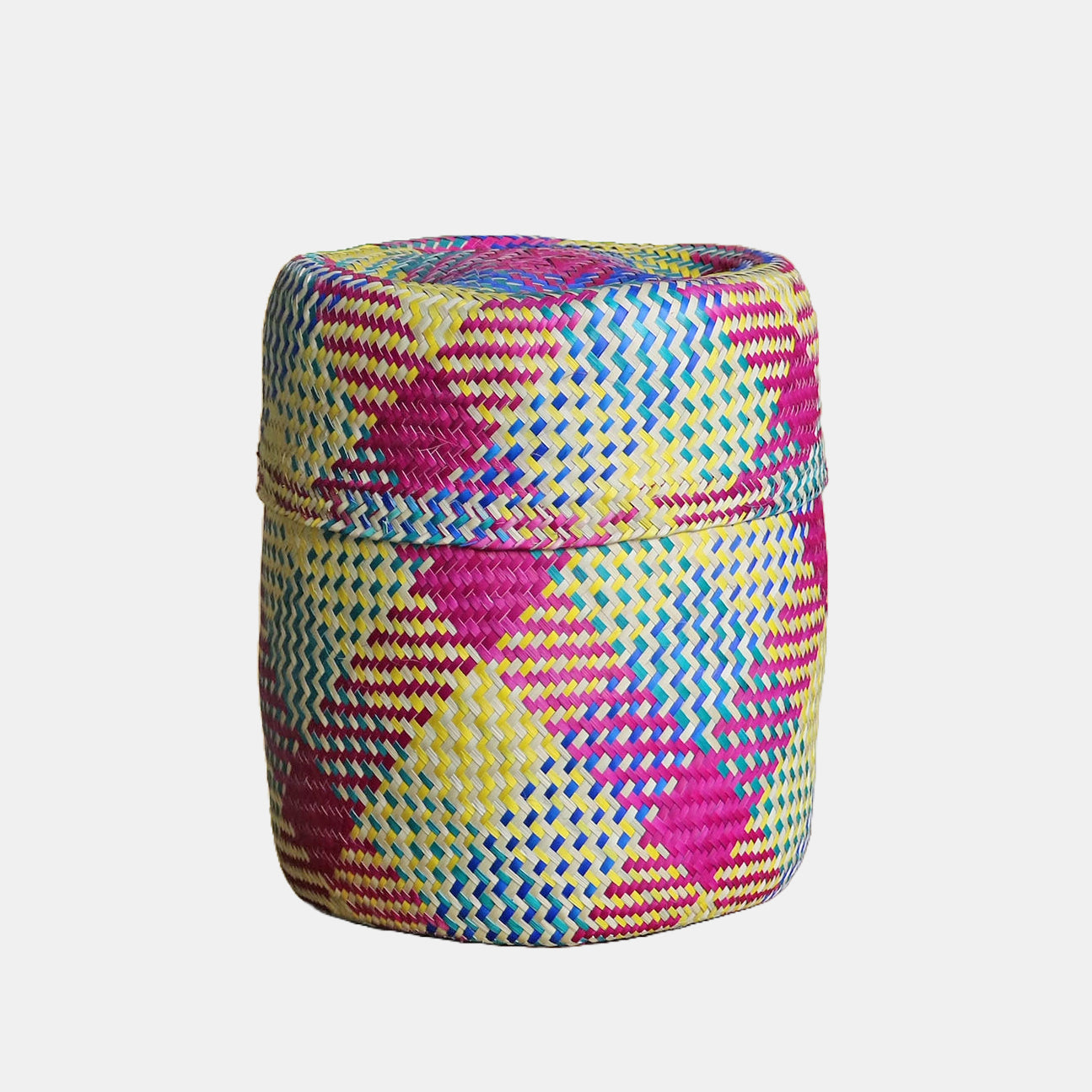 Panier à couvercle tartan multicolore moyen