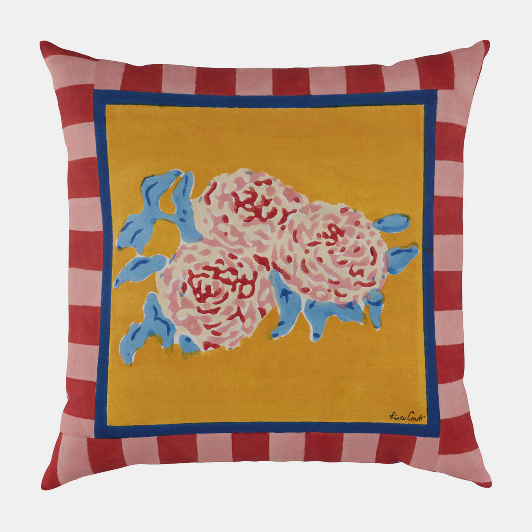 Coussin carré doré à rayures léopard