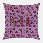 Coussin carré doré à rayures léopard
