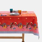 Nappe indonésienne en coton à motif de roses rouges