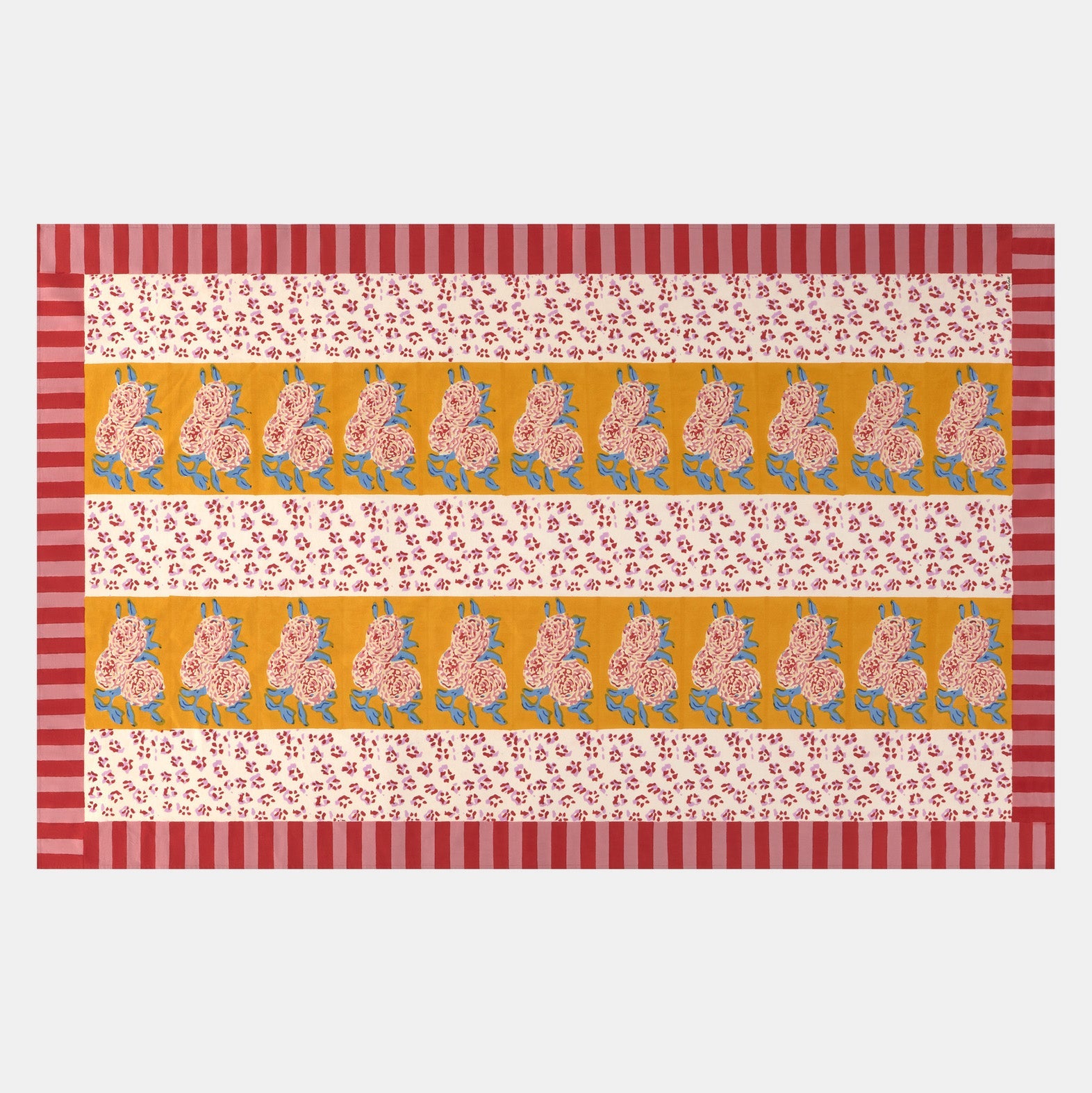 Nappe en coton doré à rayures léopard