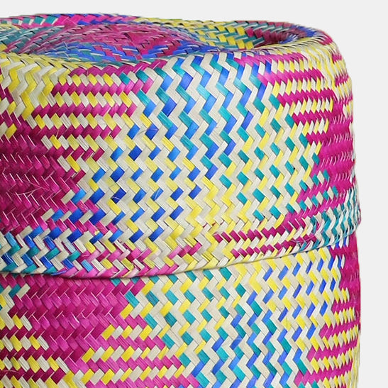 Panier à couvercle tartan multicolore moyen