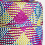 Grand panier à couvercle en tartan multicolore