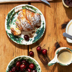 Assiette à dessert verte en verre éclaboussé