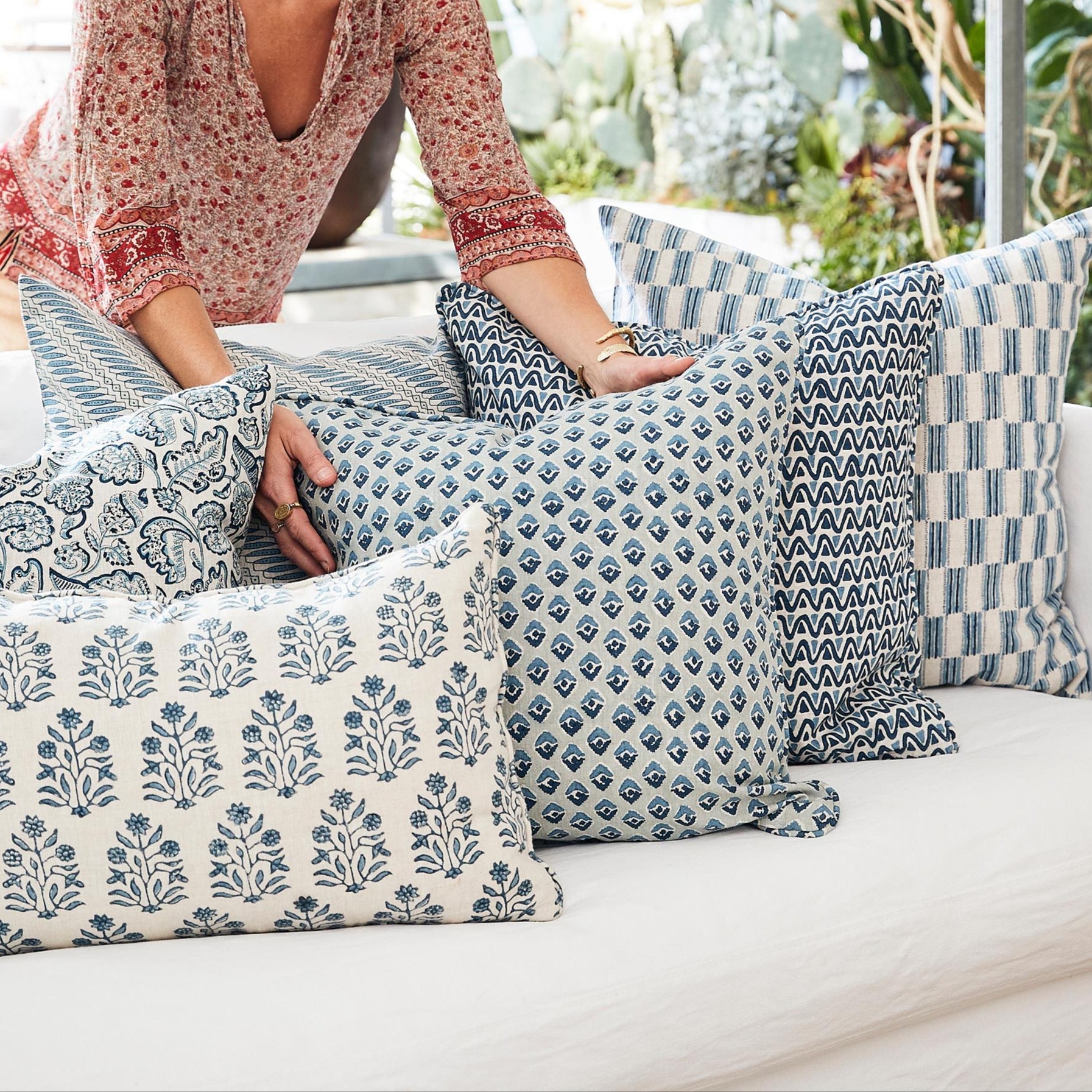 Coussin carré Jakarta Azure