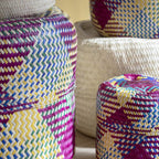 Panier à couvercle tartan multicolore moyen