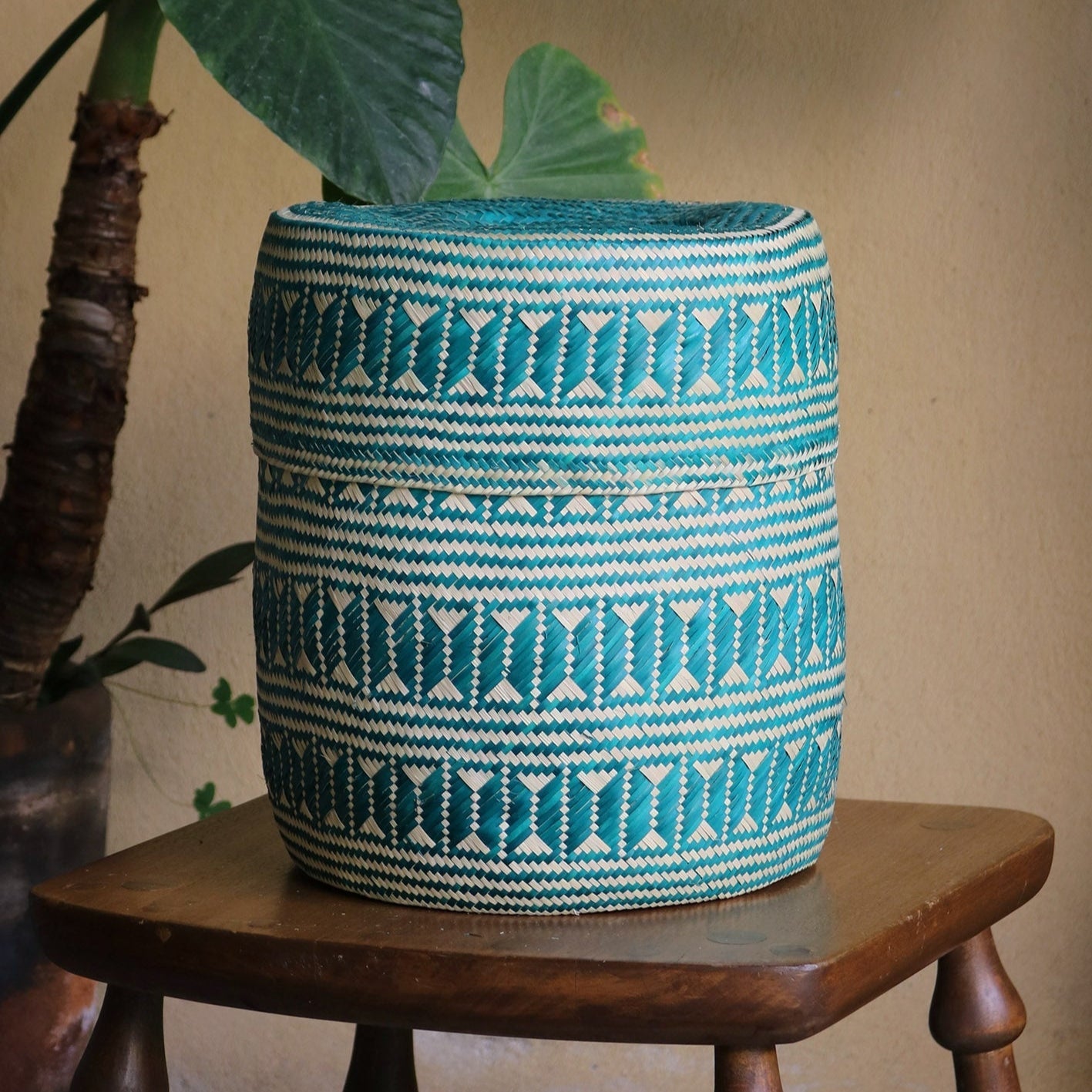 Panier à couvercle Ocean, grand modèle, bleu sarcelle