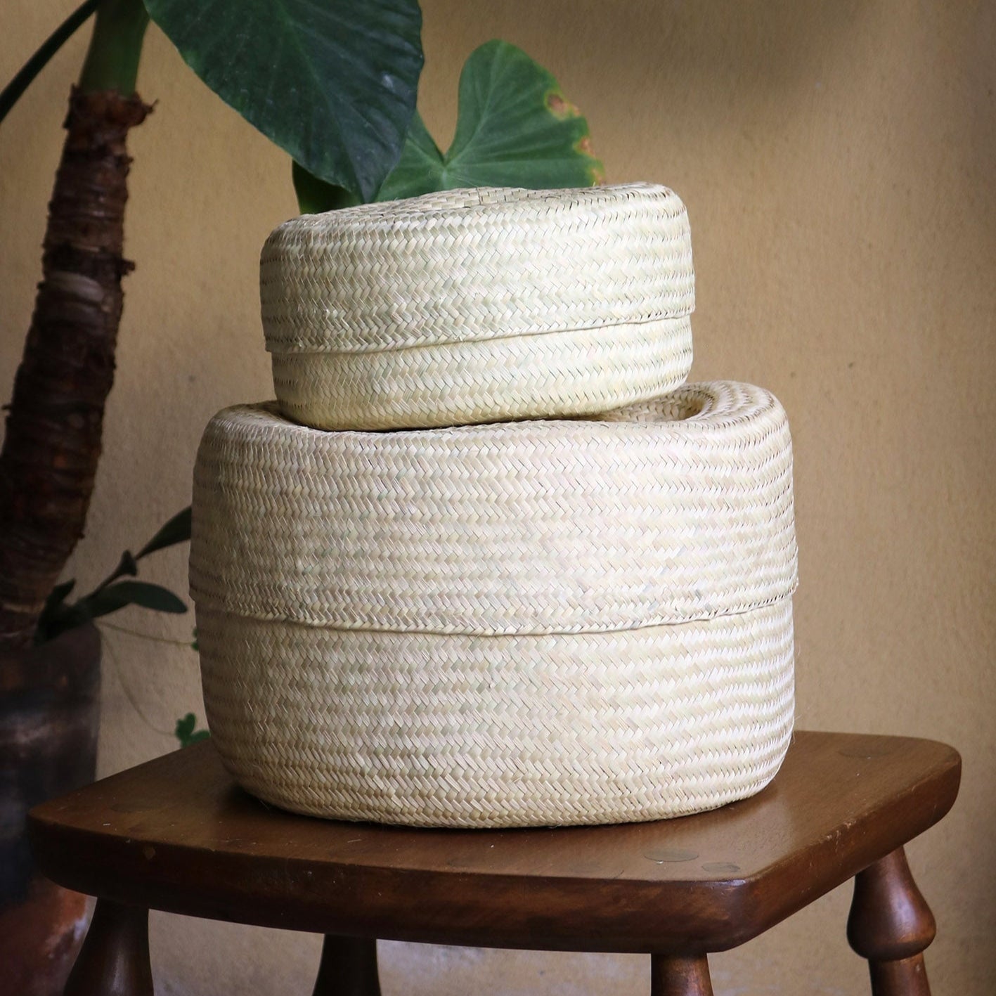 Petit panier à couvercle naturel
