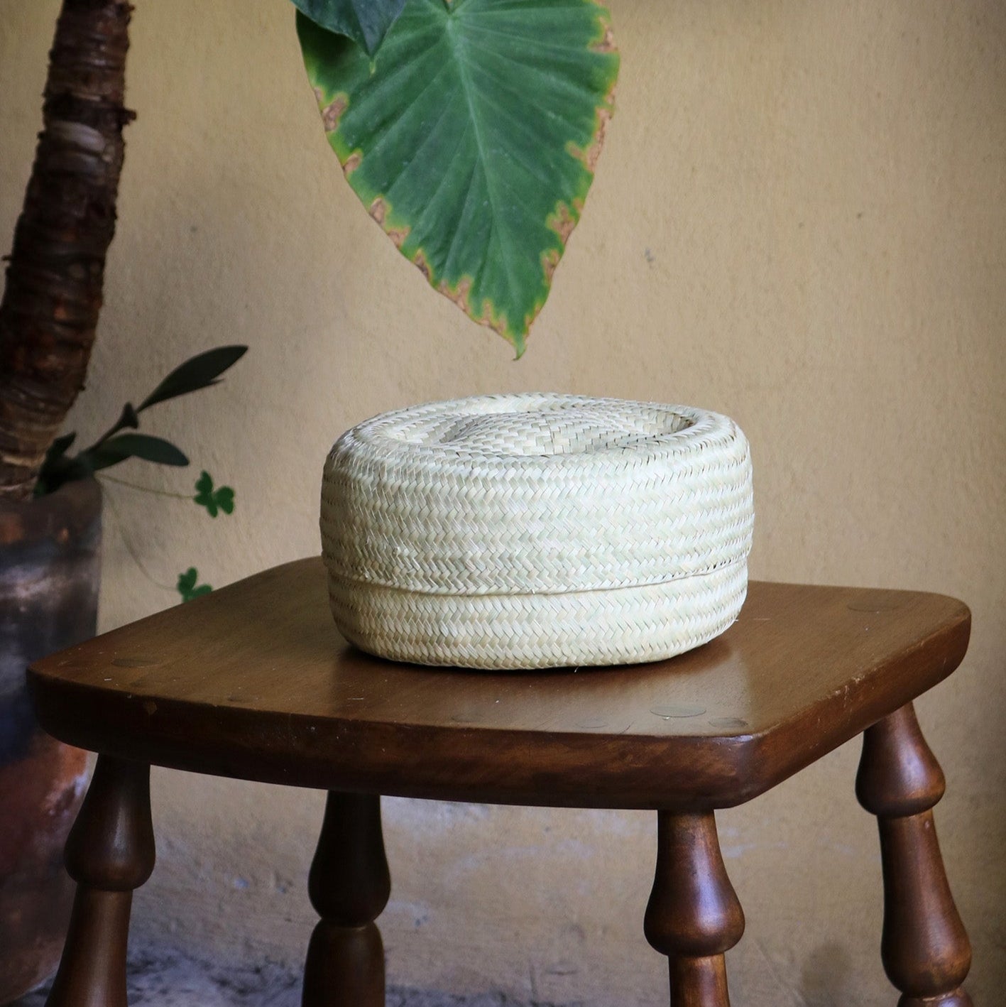 Petit panier à couvercle naturel