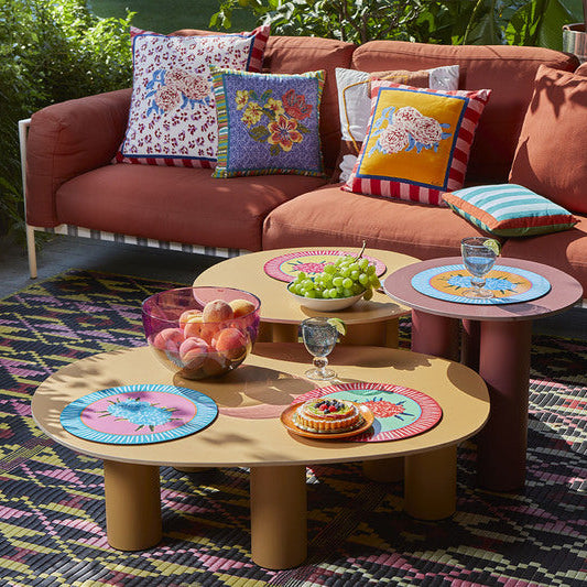 Set de table rond orange laurier-rose