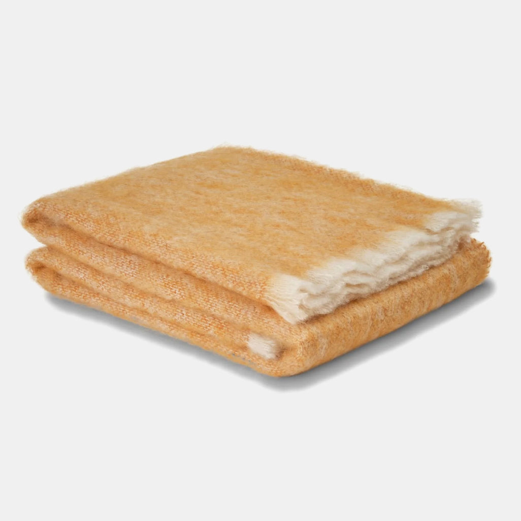 Jeté en mohair ocre Mooneen