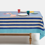 Nappe en coton à rayures bleues Nizam
