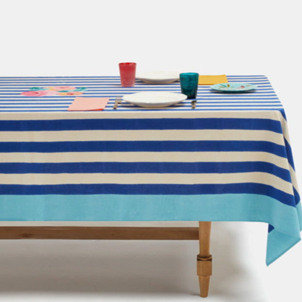 Nappe en coton à rayures bleues Nizam
