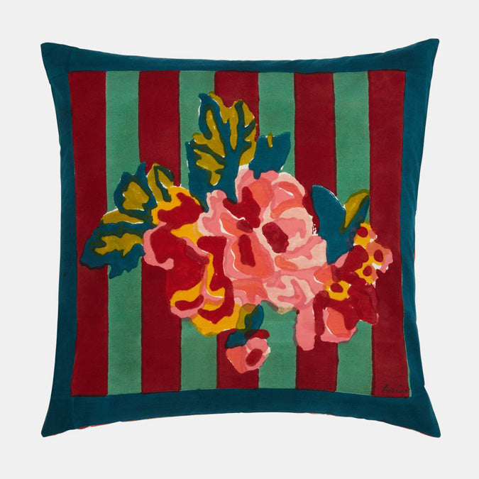 Coussin carré crème foncé Lisa Bouquet