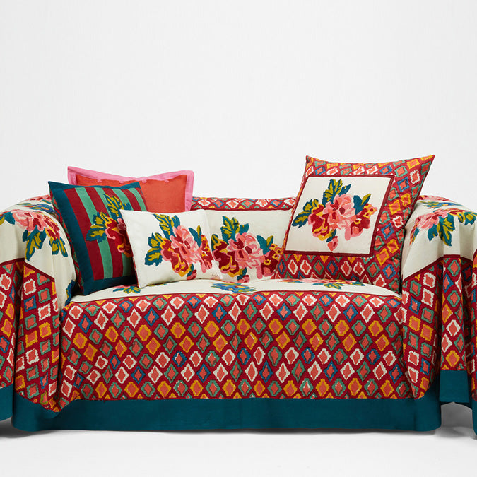 Coussin carré crème foncé Lisa Bouquet