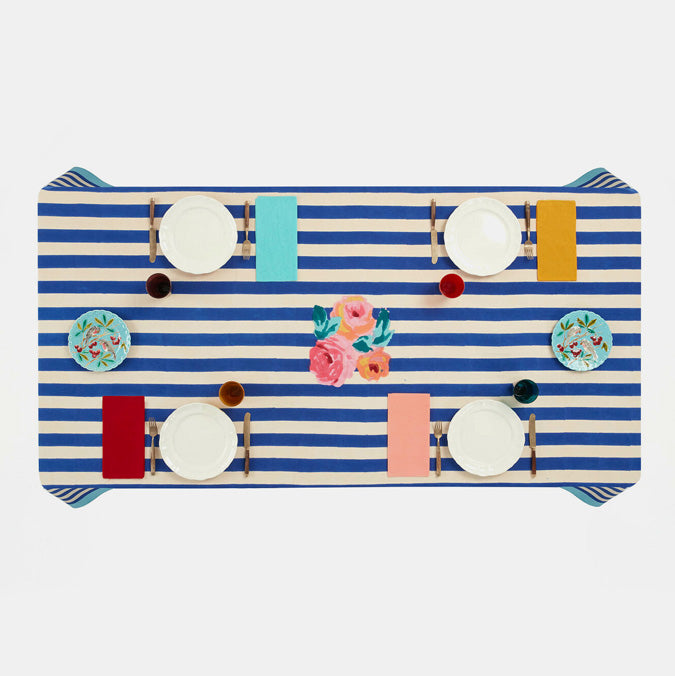 Nappe en coton à rayures bleues Nizam