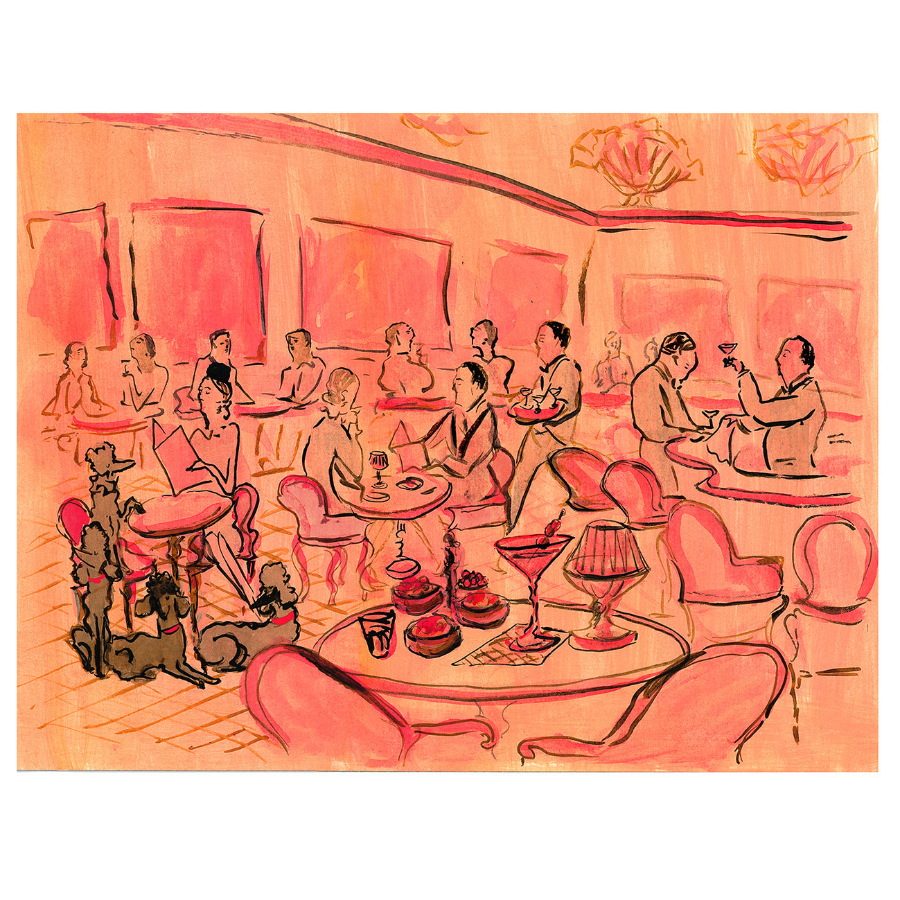 Caniches au Pink Bar Imprimer