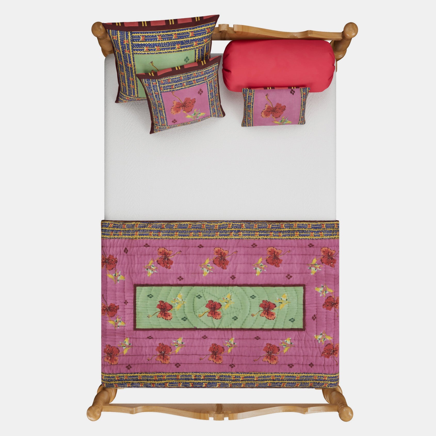 Couette junior Ibisco vert rose