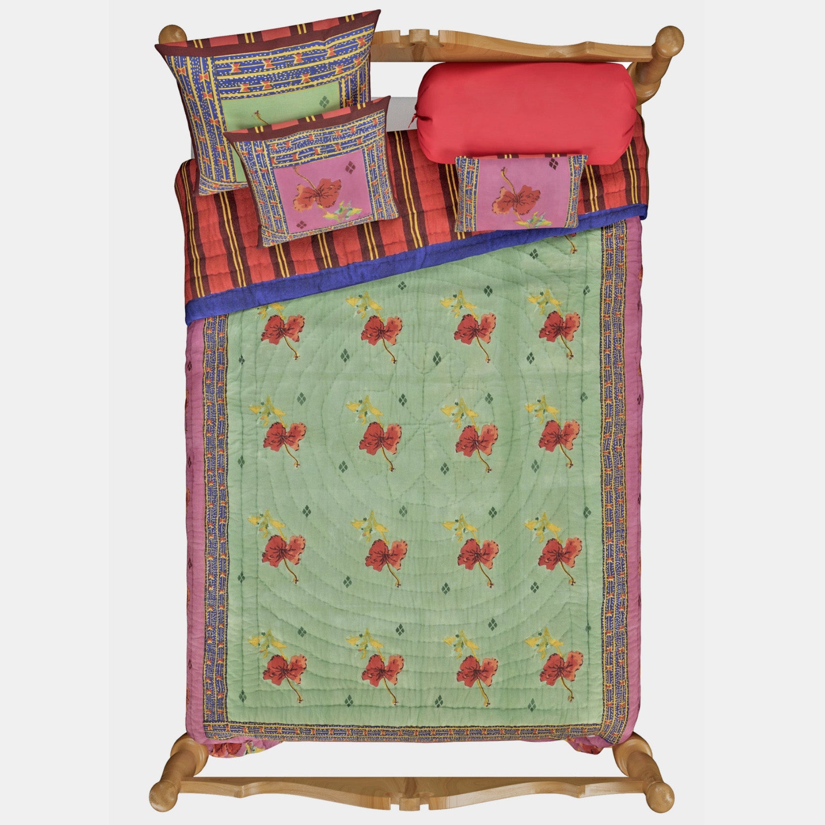 Couette Ibisco Vert Rose