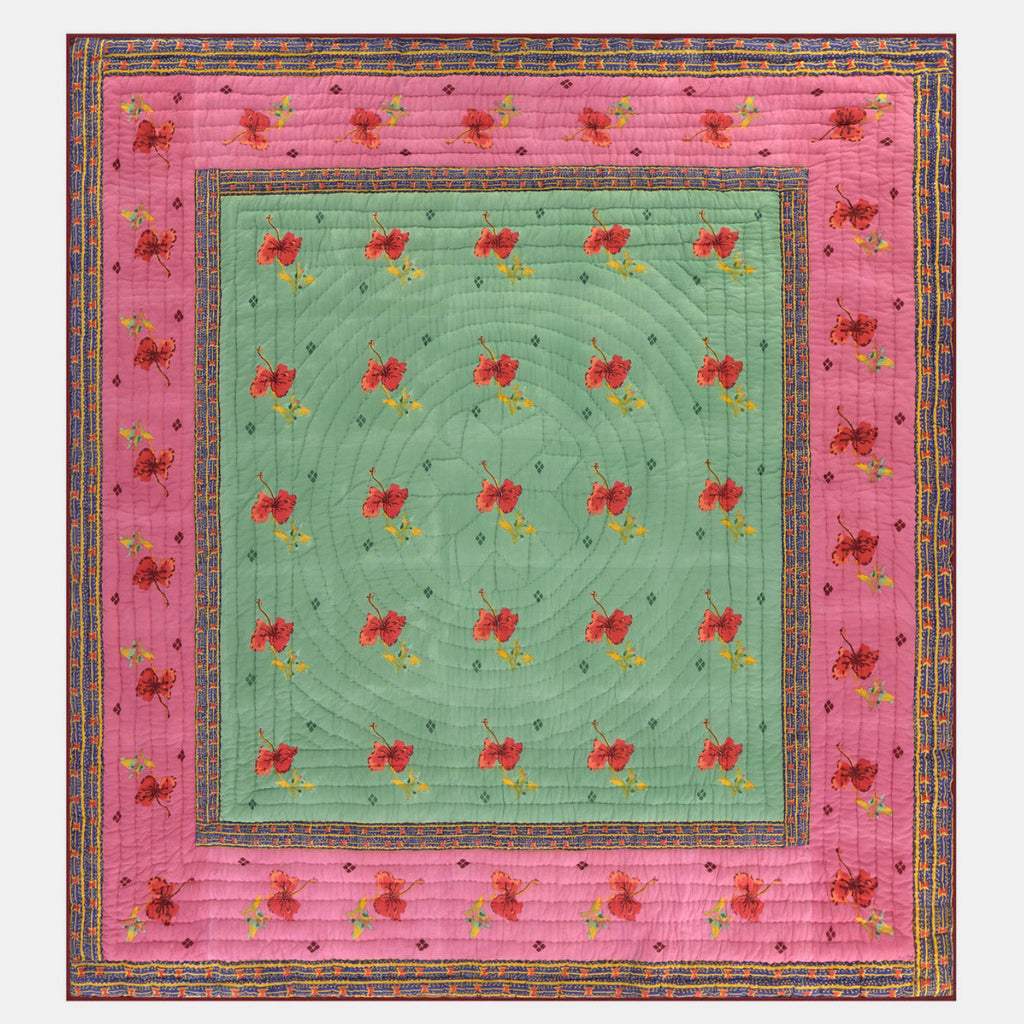 Couette Ibisco Vert Rose