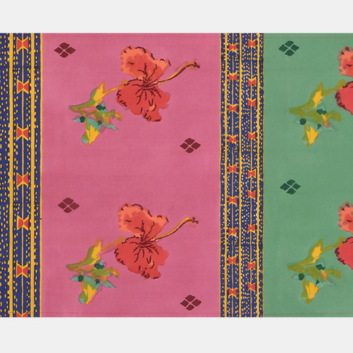 Chemin de table Ibisco vert rose