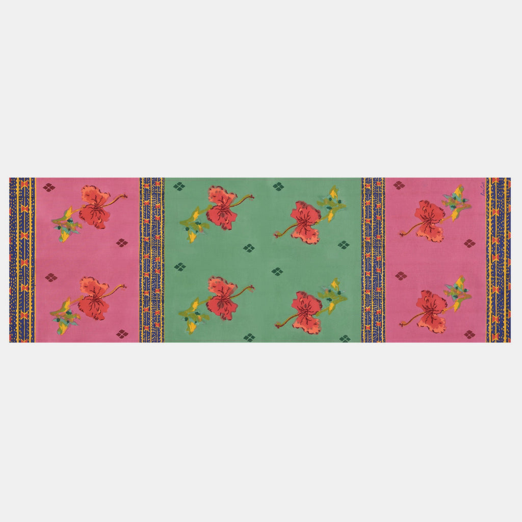Chemin de table Ibisco vert rose