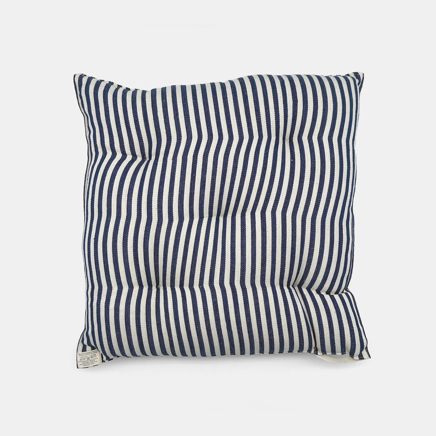 Coussin de siège carré à fines rayures en denim