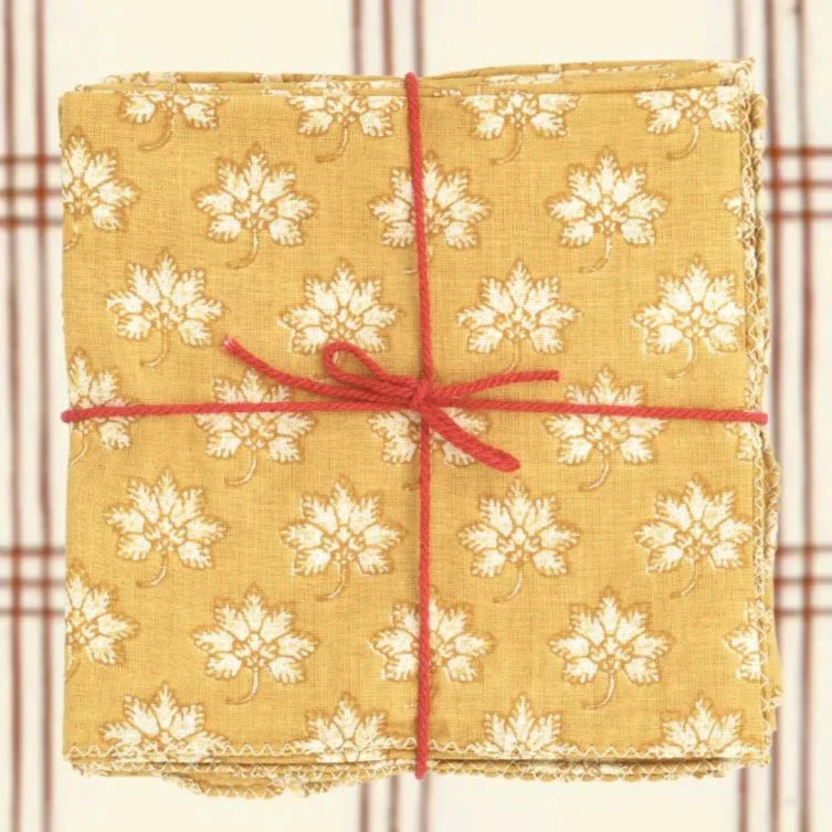Serviettes Plumbago Gold : lot de 4