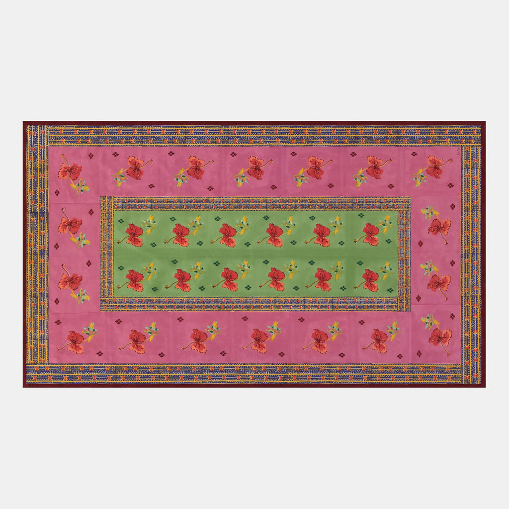 Nappe en coton Ibisco vert rose