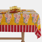 Nappe en coton doré à rayures léopard